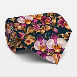 Lila orkidé konstnärliga blommande botaniska blomm slips