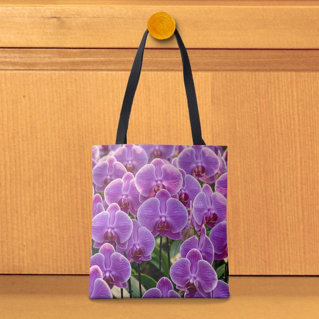 Lila orkidéer toteväska tygkasse (Tote bag with purple orchids)