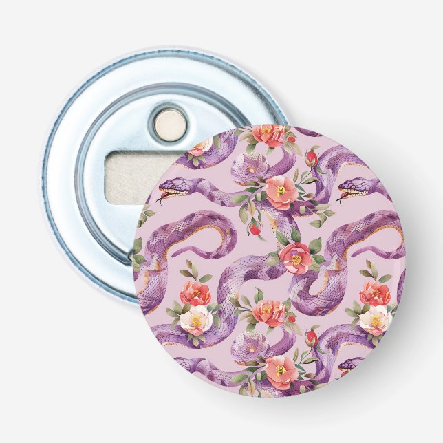 Lila Ormar Röda Crème Blommor Flasköppnare (Framsidan)