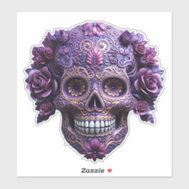 Lila Ornate Sugar Skull Klistermärken