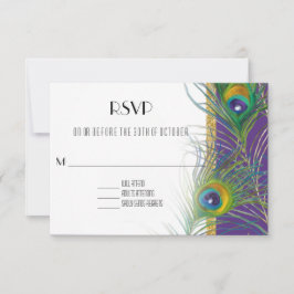 Lila OSA Response Card Peacock Feathers Guld Kort