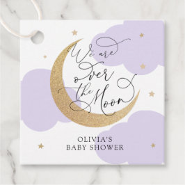Lila Över Månen Baby Shower Gåvor Etiketter