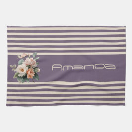 Lila överst med Blommigten Elfenbenskusten Rand Kökshandduk