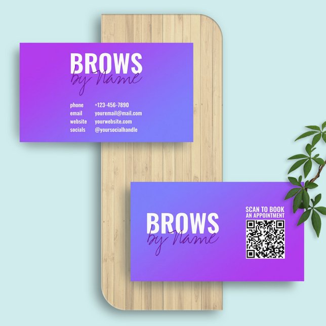 Lila övertoning | Modern Professionell QR-kod Visitkort (Skapare uppladdad)