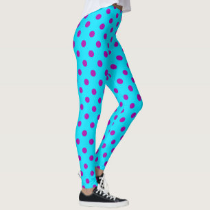 Lila på blåa prickar Mönsterdesign Leggings