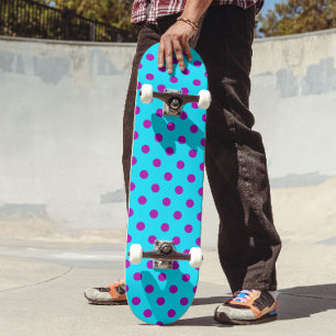 Lila på blåa prickar Mönsterdesign Mini Skateboard Bräda 18,5 Cm