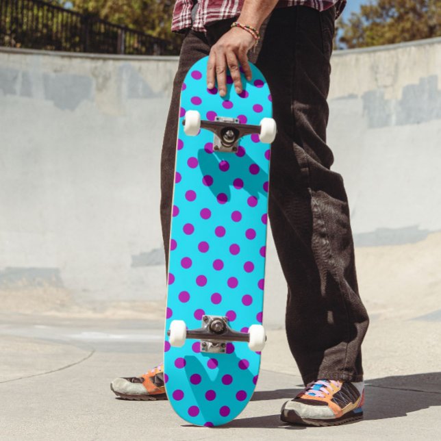 Lila på blåa prickar Mönsterdesign Mini Skateboard Bräda 18,5 Cm (Skapare uppladdad)