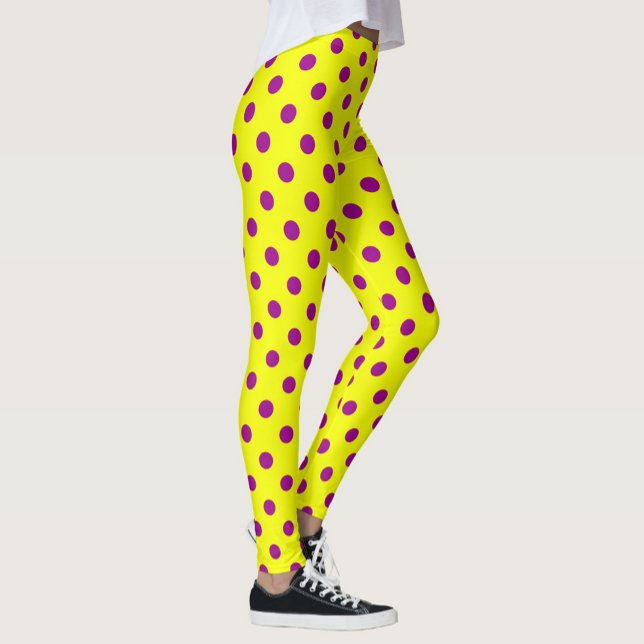 Lila på gula prickar mönsterdesign  leggings (Skapare uppladdad)