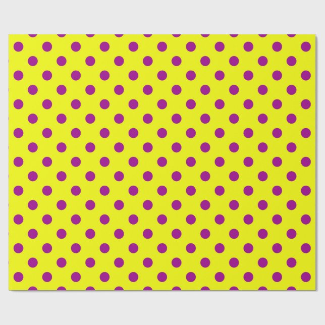 Lila på gula prickar Mönsterdesign  Presentpapper (Platt)