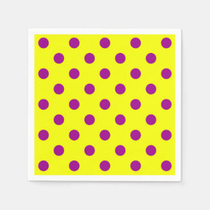 Lila på Gult Mönster Polka dots Pappersservett