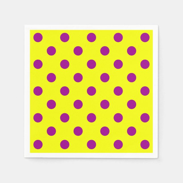 Lila på Gult Mönster Polka dots Pappersservett (Framsidan)