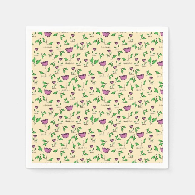 Lila på gultens bakgrund pappersservett (Framsidan)