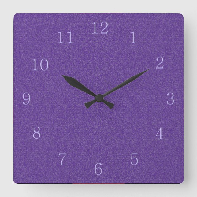 Lila på Lila Wall Clock Fyrkantig Klocka (Framsida)