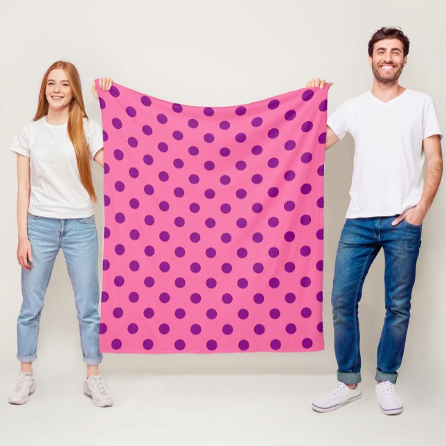 Lila på Rosa Polka dots Mönster Design Fleecefilt (Skapare uppladdad)