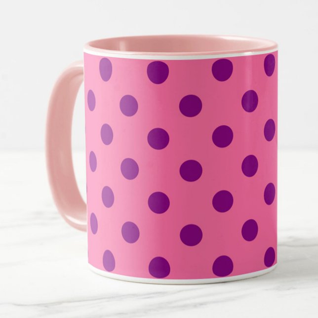 Lila på Rosa Polka dots Mönster Design Mugg (Skapare uppladdad)