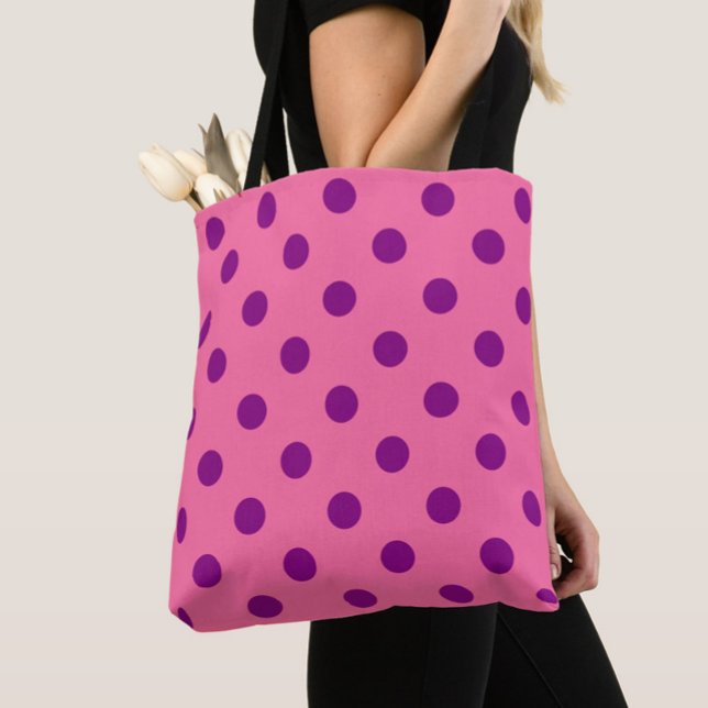 Lila på Rosa Polka dots Mönster Design Tygkasse (Skapare uppladdad)