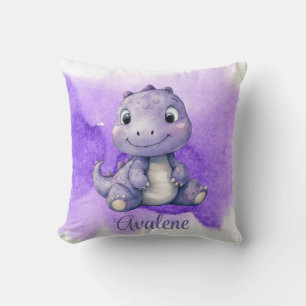 Lila Paint Cute Dinosaur Girl Baby Shower Gift Kudde