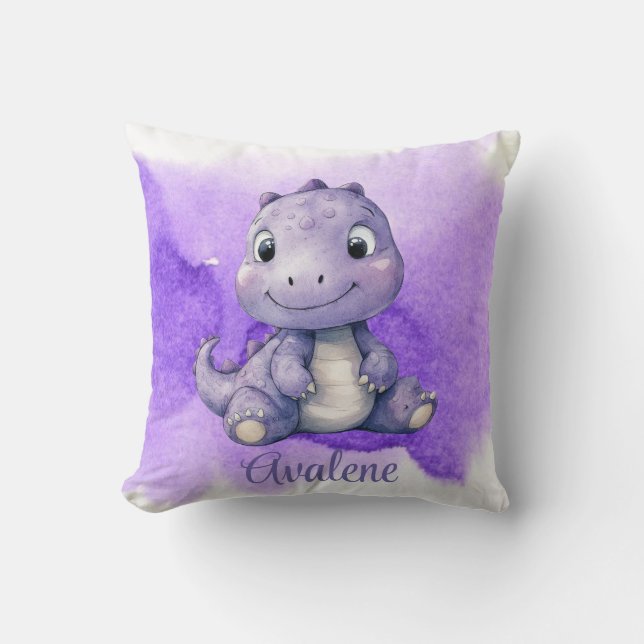 Lila Paint Cute Dinosaur Girl Baby Shower Gift Kudde (Framsida)