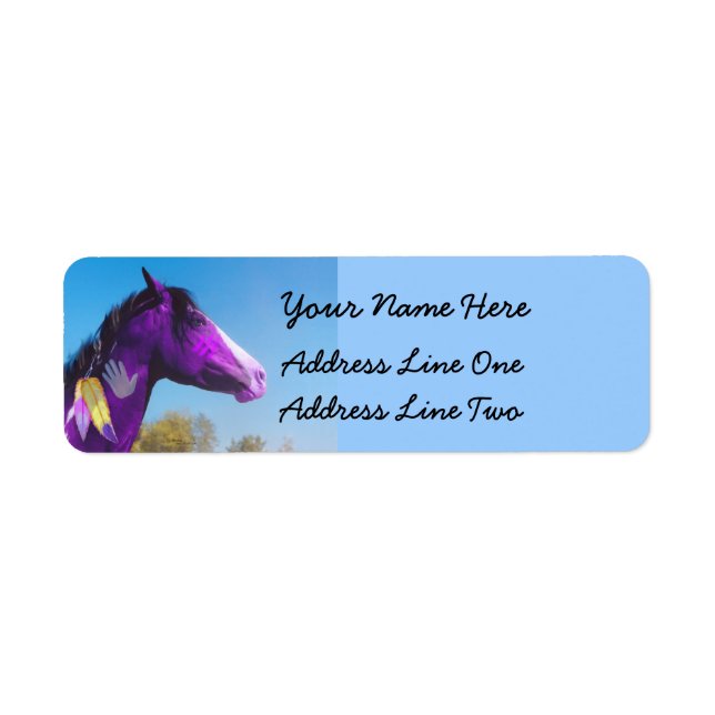 Lila Paint Krig pony Returetiketter  Returadress Etikett (Framsidan)