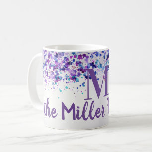 Lila Paint Splatte Personlig Namn Kaffemugg