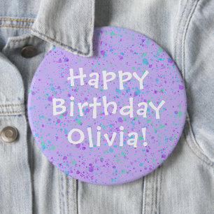 Lila Paint Splatter Birthday Knapp