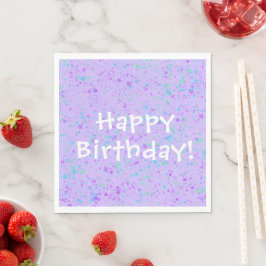 Lila Paint Splatter Birthday Pappersservett