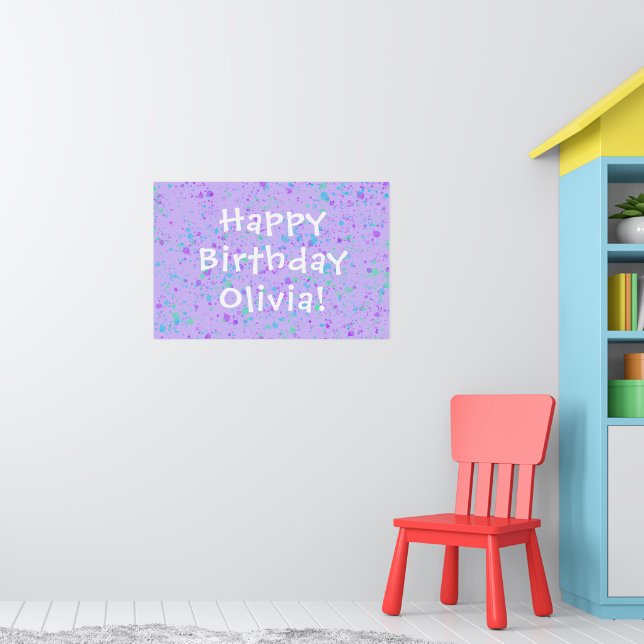 Lila Paint Splatter Birthday Poster (Barnkammare 1)