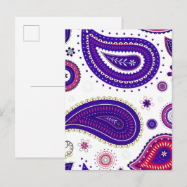 Lila paisley, färgglatt blommönster vykort