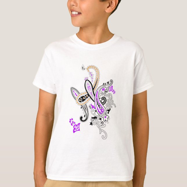 Lila Paisley Fox Barntröja T Shirt (Framsida)