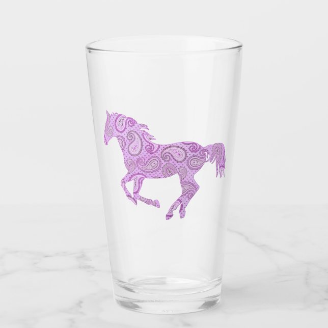 Lila Paisley Galloping Horse Glaskopp (Framsida)