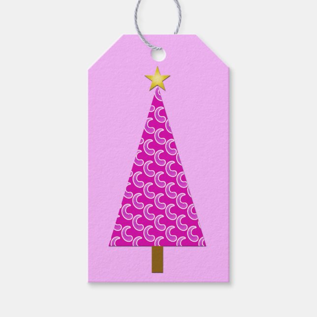 Lila paisley, modern Julgran Presentetikett (Framsidan)