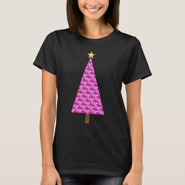 Lila paisley, modern Julgran T-shirt (Framsida)