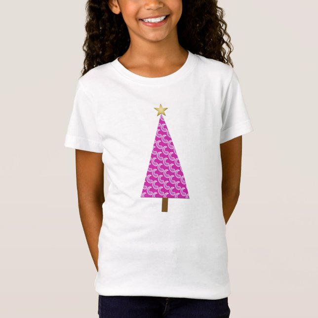 Lila paisley, modern Julgran T Shirt (Framsida)
