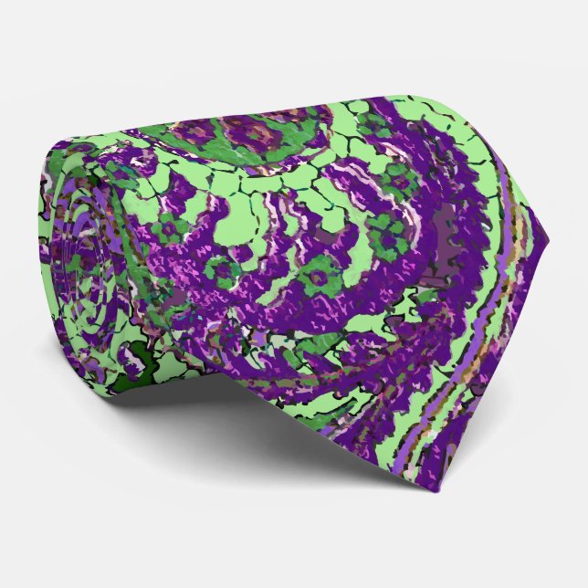 Lila Paisley Peacock Färg Bröllop Tie Slips (Rullad)