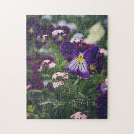 Lila pansier och rosa, glöm-minnen pussel