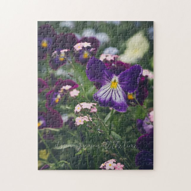 Lila pansier och rosa, glöm-minnen pussel (Vertikal)