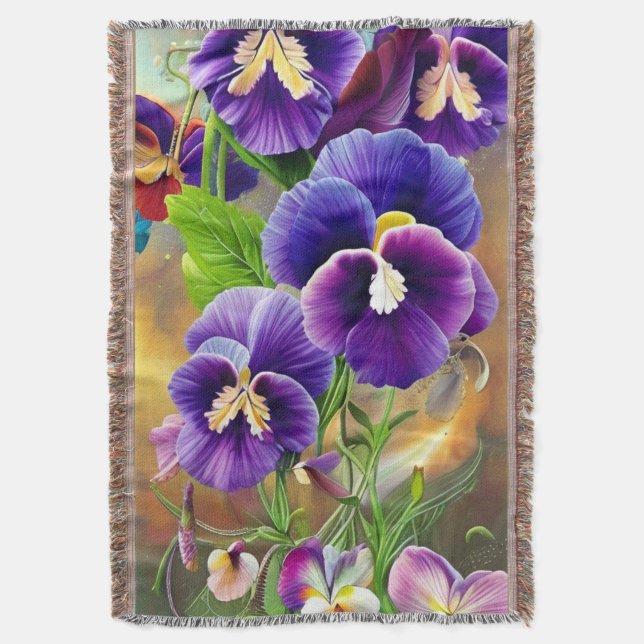 Lila Pansies - AI ART Filt (Framsidan Vertikal)