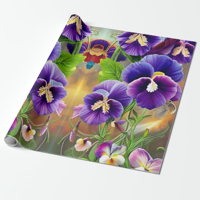 Lila Pansies - AI ART Presentpapper (Utrullad)