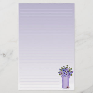 Lila Pansies Blommigt Arrangemang i Vas Brevpapper