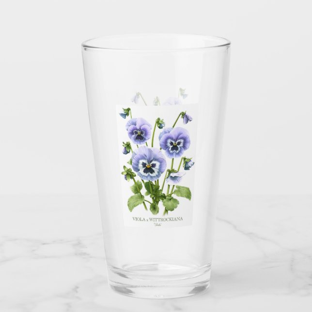 Lila Pansies Blommigt Botanical Art Glaskopp (Framsida)