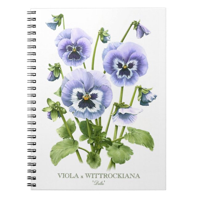 Lila Pansies Botanical Art Anteckningsbok (Framsidan)