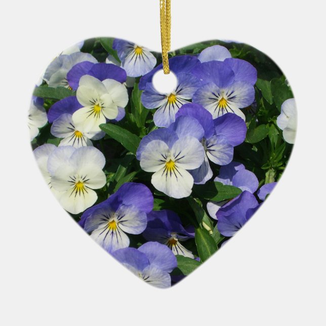 Lila Pansies Garden Blommigt Julgransprydnad Keramik (Framsidan)