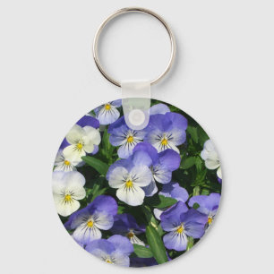 Lila Pansies Garden Blommigt Nyckelring