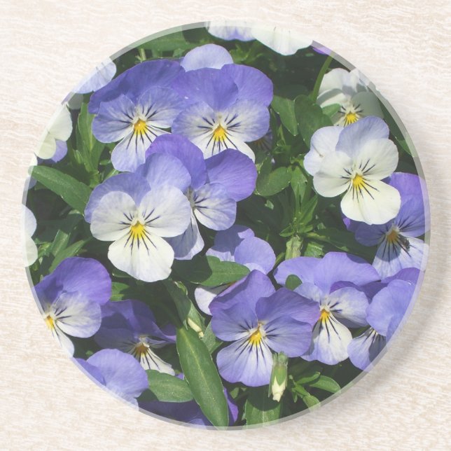 Lila Pansies Garden Blommigt Underlägg Sandsten (Framsidan)
