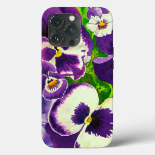 Lila Pansies i vattenfärg