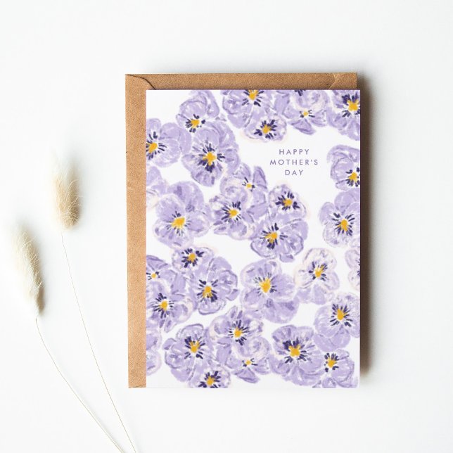 Lila Pansies Mors dag Tack Kort (Skapare uppladdad)