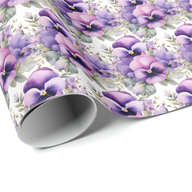 Lila Pansies Pansy Presentpapper (Rullad Hörn)