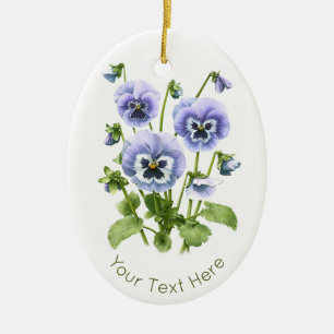 Lila Pansies Personlig Julgransprydnad Keramik