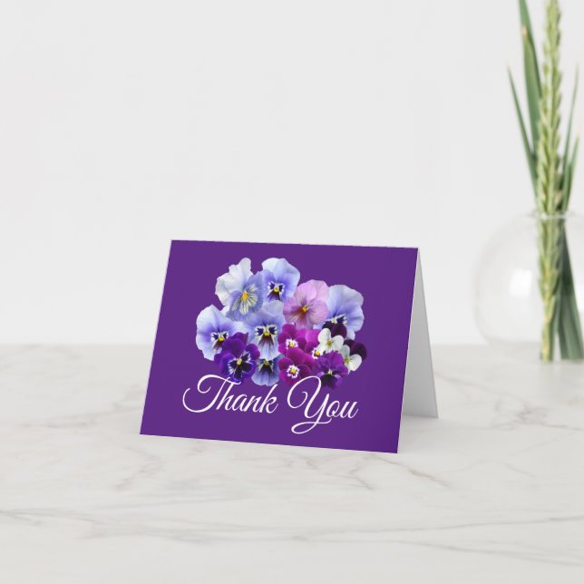 Lila Pansies Tackkort Cards Blank Inside (Framsida)
