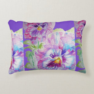 Lila panst Flowers blommigt Decor Cushion Aqua Prydnadskudde